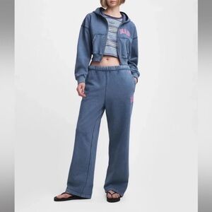 Gap MadHappy Set XL Straight Sweatpants Crop Zip Hoodie Sweatshirt Blue NWT
